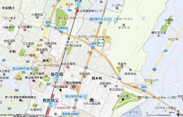 三愛メガネコンタクト秩父ウニクス店付近の地図